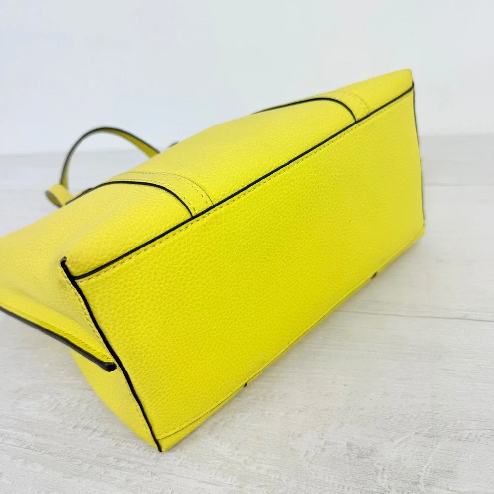 Tory Burch Perry Small Tote Womens Yellow Pebbled Leather Crossbody Bag